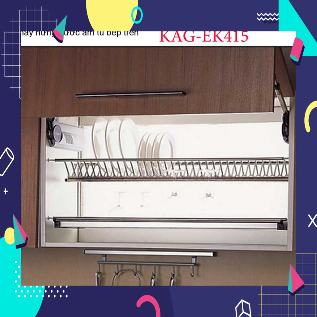 Kệ  chén dĩa âm tủ chữ V KAG-EK415-75cm, Kệ chén bát 2 tầng Eurokit inox bóng cao cấp .