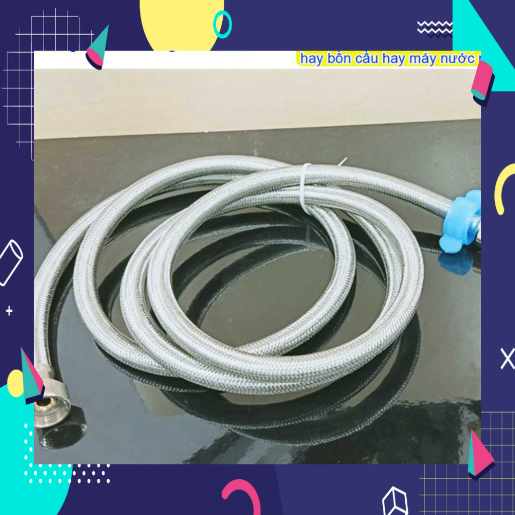 Dây cấp nước Inox chịu nhiệt 80cm, 1m, 1m2, 1m5, 2m, dây cấp bồn tắm massage 80cm-1m-1.2m-1.5m-2m DC
