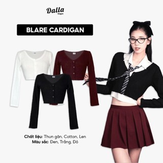 DALLA Áo cardigan croptop cổ V basic (CDG06) Blare Cardigan