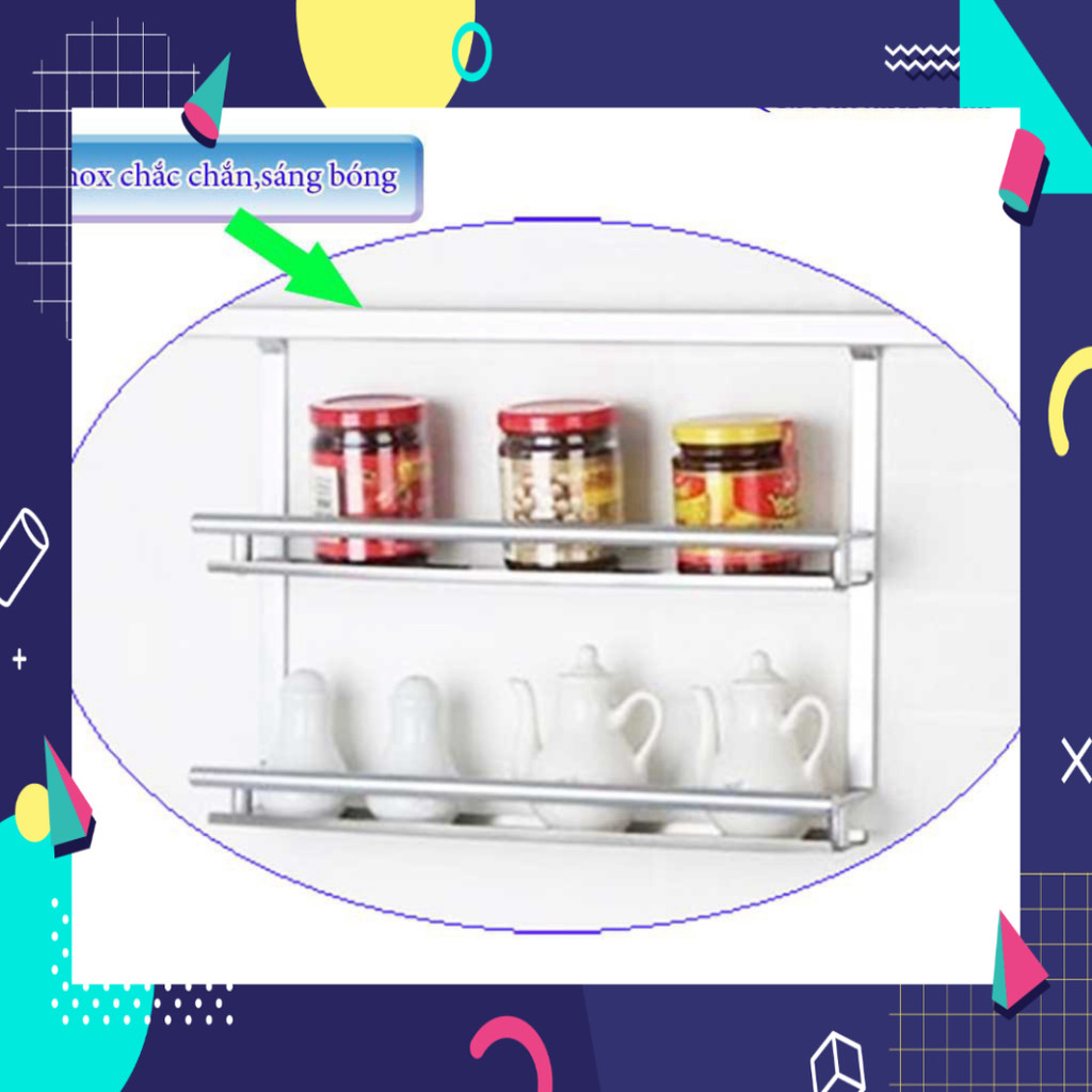 Kệ treo gia vị 2 tầng KAG-ED225, kệ treo đồ nhà bếp có móc treo, kệ gia vị Euro .