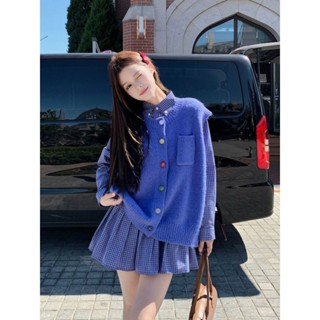 [Order] Set Áo Len Gile Dệt Kim + Váy Kẻ Sọc Form Rộng Cho Nữ Mùa Thu Đông