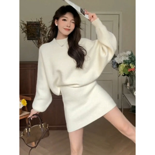 [Pre-Order] Set Áo Len Cổ 3 Phân Và Váy Chữ A Cho Nữ Mùa Thu Đông Kiểu Hàn Quốc