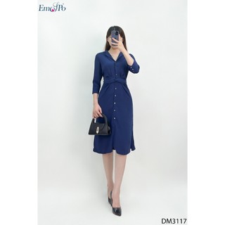 Đầm nữ Emspo dáng suông thiết kế cổ vest đai nơ DM3117