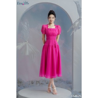 Đầm nữ Emspo dáng xòe cổ vuông ngực xếp ly can eo to kèm đai rời DS4625