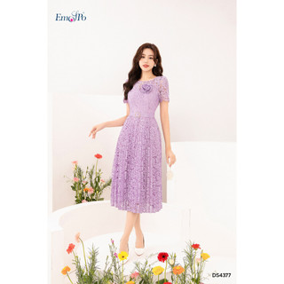 Đầm ren xòe xếp ly ngực đính hoa EMSPO DS4377