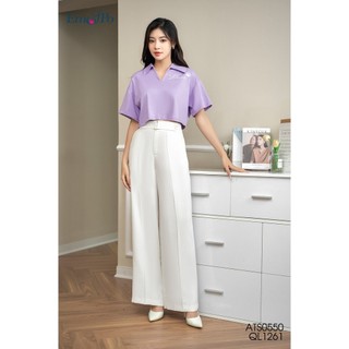 Áo thun croptop dáng rộng cổ bẻ in chữ "Dani" EMSPO ATS0550