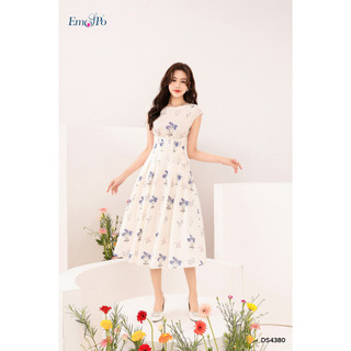 Đầm hoa suông dài xếp ly tay sát vai EMSPO DS4380