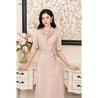 Đầm lụa xòe cổ đổ đai rời EMSPO DM4454