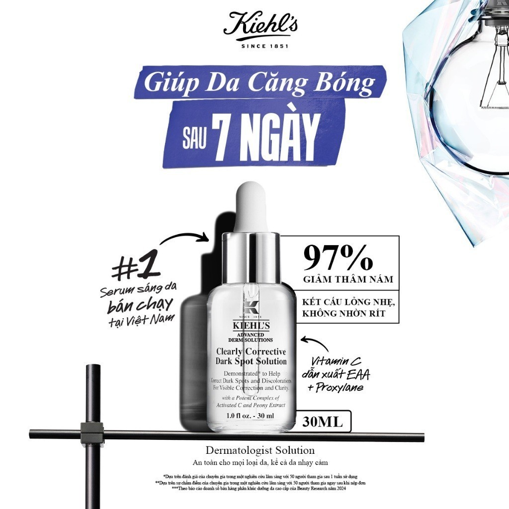 Serum Vitamin C làm sáng da & mờ thâm mụn Kiehl's Clearly Corrective™ Dark Spot Solution 30ml