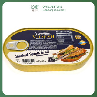 (Ship hỏa tốc) Cá Trích Hun Khói Ngâm Dầu, Premium Seafood, Naturally Smoked Sprats in Oil (190g)