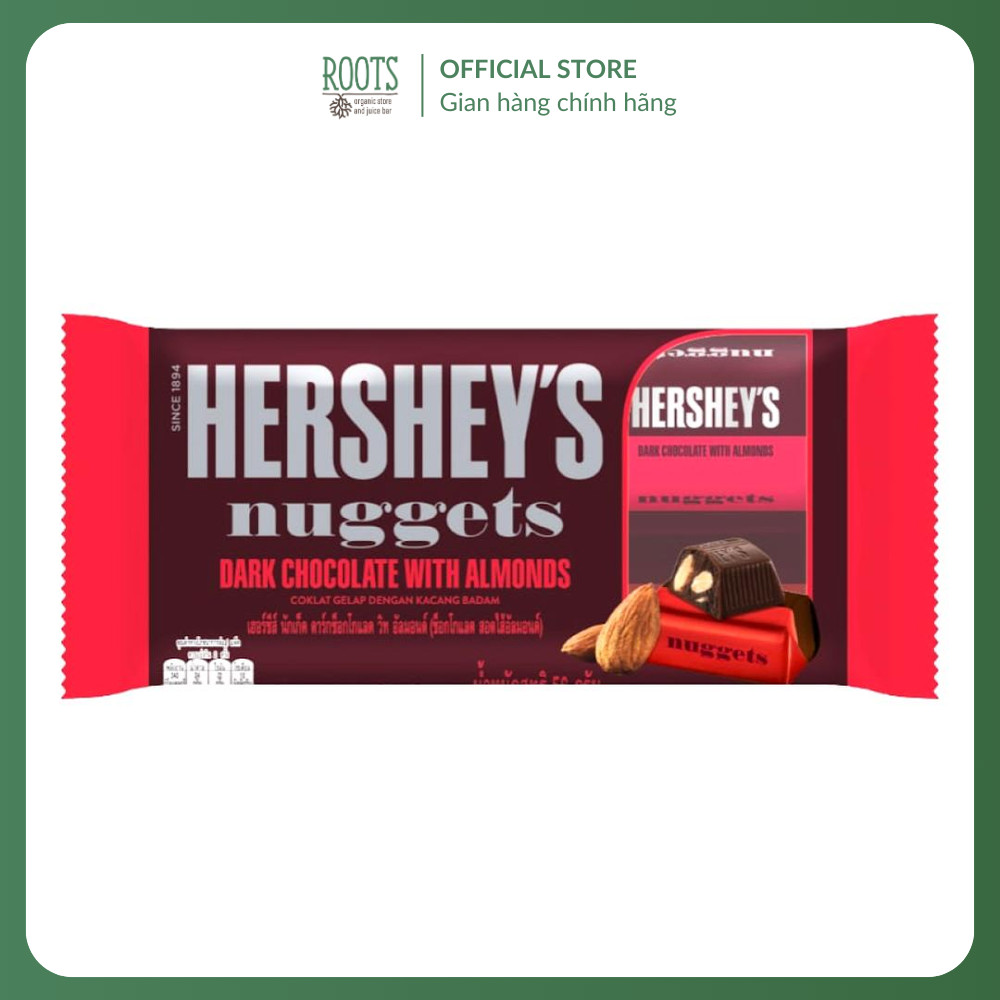 (ShipHỏaTốc) HERSHEY'S - Socola Đen Hạnh Nhân, Nuggets, Dark Chocolate with Almonds (56g)