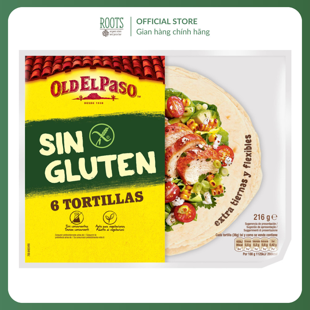 (Ship hỏa tốc) OLD EL PASO - Vỏ Bánh Tortilla Gluten Free, 6 Tortillas Sin Gluten (216g)