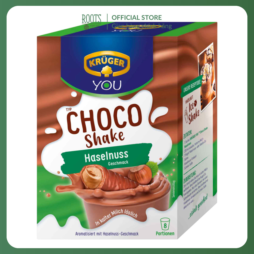 (Ship hỏa tốc) KRUGER - Bột Socola Hương Hạt Phỉ, Kruger You, Choco Shake, Hazelnut, 8 Phần (144g)