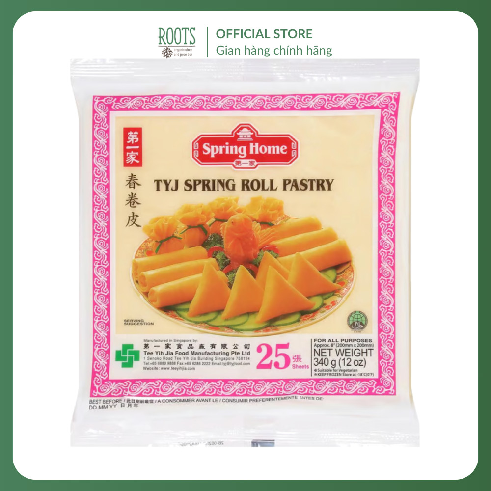 (Ship hỏa tốc) SPRING HOME - Bánh Tráng Bột Mì, TYJ Spring Roll Pastry, 25 Cái, 200 x 200mm, 12 oz (