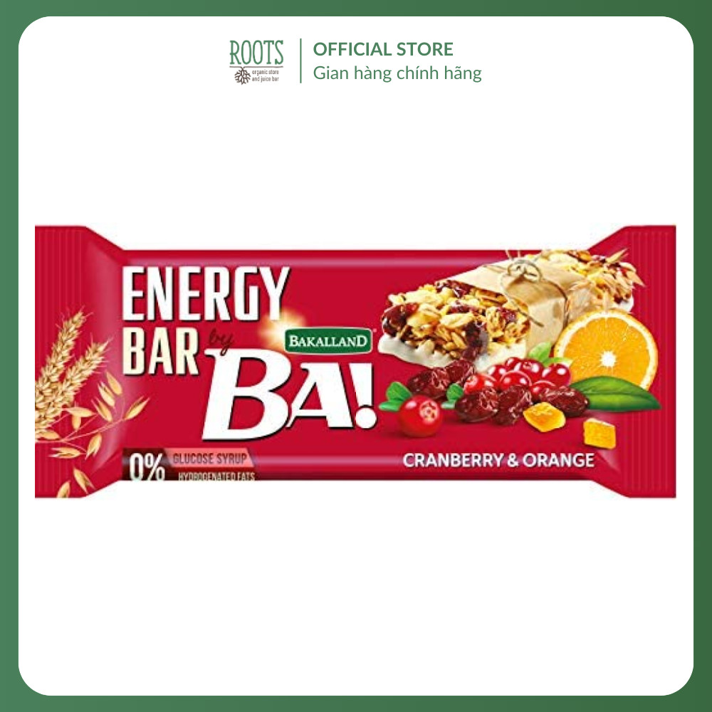 (Ship hỏa tốc) BAKALLAND - Thanh Năng Lượng Nam Việt Quất & Cam, BA Energy Bar, Cranberry & Orange (