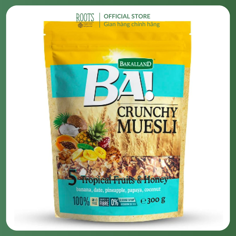 (ShipHỏaTốc) BAKALLAND - Ngũ Cốc Trái Cây Nhiệt Đới & Mật Ong, BA Crunchy Muesli, 5 Tropical Fruits 