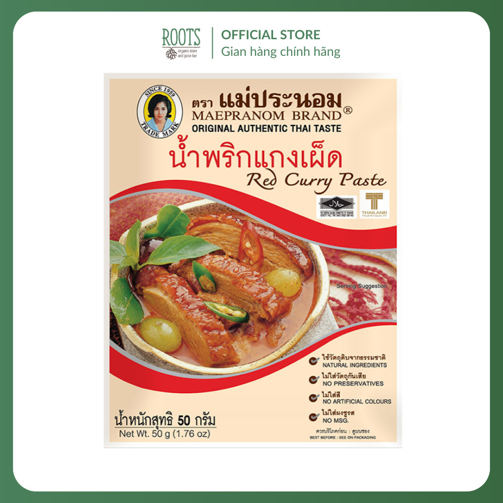 MAE PRANOM - Gia Vị Cà Ri Đỏ, Red Curry Paste, 1.76 oz (50g)