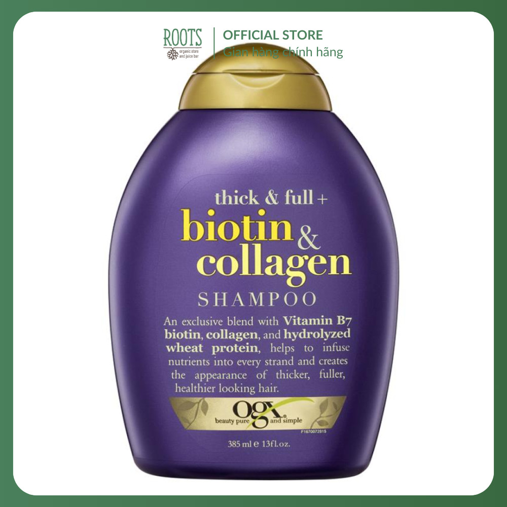 (ShipHỏaTốc) OGX - Dầu Gội Kích Thích Mọc Tóc, Shampoo, Thick & Full, Biotin & Collagen, 13 fl oz (3