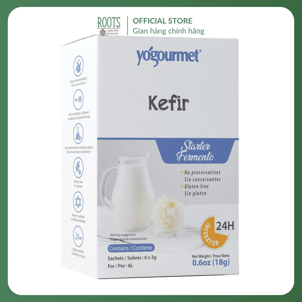 (Ship hỏa tốc) YOGOURMET - Bột Men Làm Sữa Chua, Kefir, Starter, 6 Gói, 0.6 oz (18g)