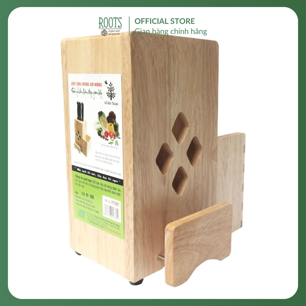 (ShipHỏaTốc) Dắt Dao Đứng Đa Năng, Multi-Purpose Wooden Knife Block & Cooking Utensil Holder (18 x 1