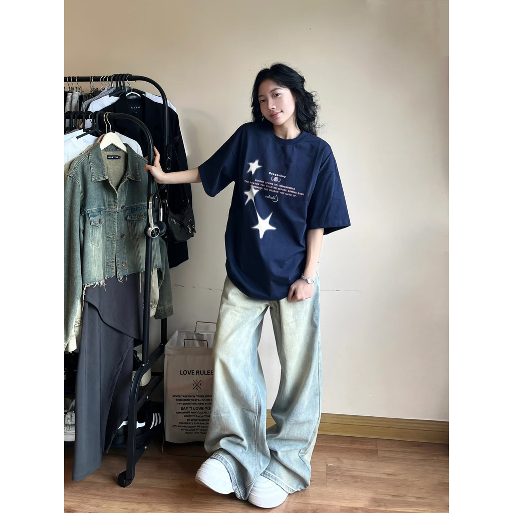 áo phông nữ cotton 100% Xanh đậm fashion  form rộng  áo style salute mùa hè  áo thun local brand | BigBuy360 - bigbuy360.vn