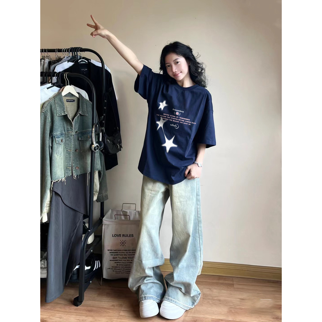 áo phông nữ cotton 100% Xanh đậm fashion  form rộng  áo style salute mùa hè  áo thun local brand | BigBuy360 - bigbuy360.vn