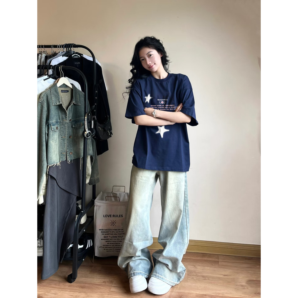 áo phông nữ cotton 100% Xanh đậm fashion  form rộng  áo style salute mùa hè  áo thun local brand | BigBuy360 - bigbuy360.vn