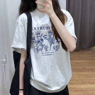 Thời trang nữ Áo phông local brand xám ghi form rộng cổ tròn áo thun outerity 100% cotton SALUTE  Y1650