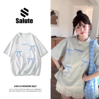 Local brand áo phông nữ xám tiêu mùa hè cổ tròn áo thun outerity 100% cotton Salute Y1029