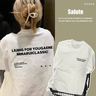 local brand Áo thun Trắng nữ bigsize Salute áo phông fashion unisex versatile in chữ Y0447