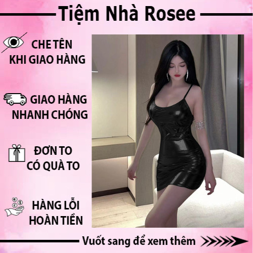 Váy ngủ hai dây body ôm sát da bóng nhiều màu quyến rũ gợi cảm cho nữ mã 895