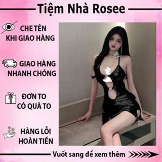 Váy ngủ da bóng cắt xẻ hở ngực sexy quyến rũ gợi cảm hở lưng mã 1188