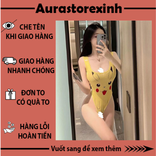 Bộ đồ ngủ bodysuit liền thần cosplay Anime Pikachu sexy quyến rũ cao cấp gợi cảm, che tên sản phẩm