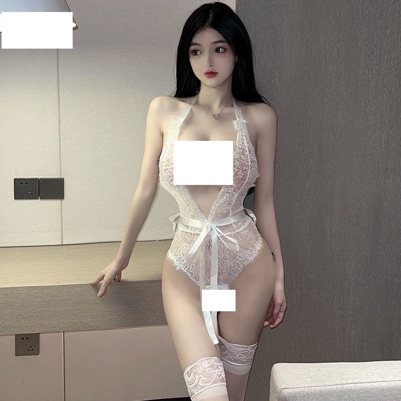 Bodysuit ren nơ buộc đen trắng xuyên thấu sexy gợi cảm | BigBuy360 - bigbuy360.vn