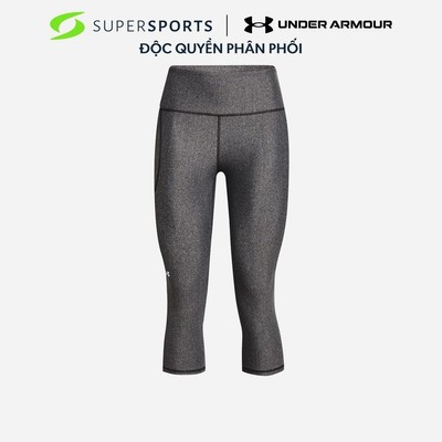 Quần Bó Thể Thao Nữ Under Armour Heatgear® No-Slip Waistband Capris - Xám - 1365334-019