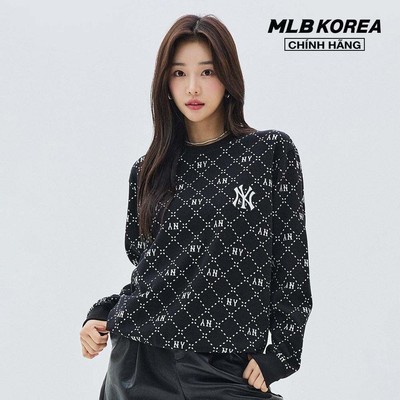 MLB - Áo sweatshirt unisex cổ tròn tay dài Diamond Monogram Jacquard_3AMTM0134-50BKS