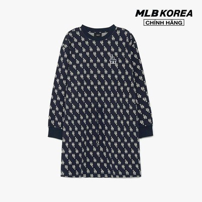 MLB - Đầm mini cổ tròn tay dài Classic Monogram Jaquard Overfit_3FOPM0134-07NYD