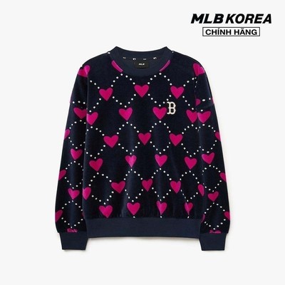 MLB - Áo sweatshirt nữ cổ tròn tay dài Heart Front Pattern Velvet Jacquard_3FMTH0336-43NYD