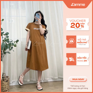 Đầm bầu, váy bầu dáng suông chất liệu cotton thoát mát, co dãn, Khoét ngực cho bé tuti, hai màu thiết kế VC07 BY LAMME