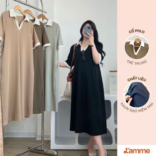 Váy bầu suông, đầm bầu công sở basic cổ polo phối viền LALA DRESS, váy bầu mùa hè by L'amme