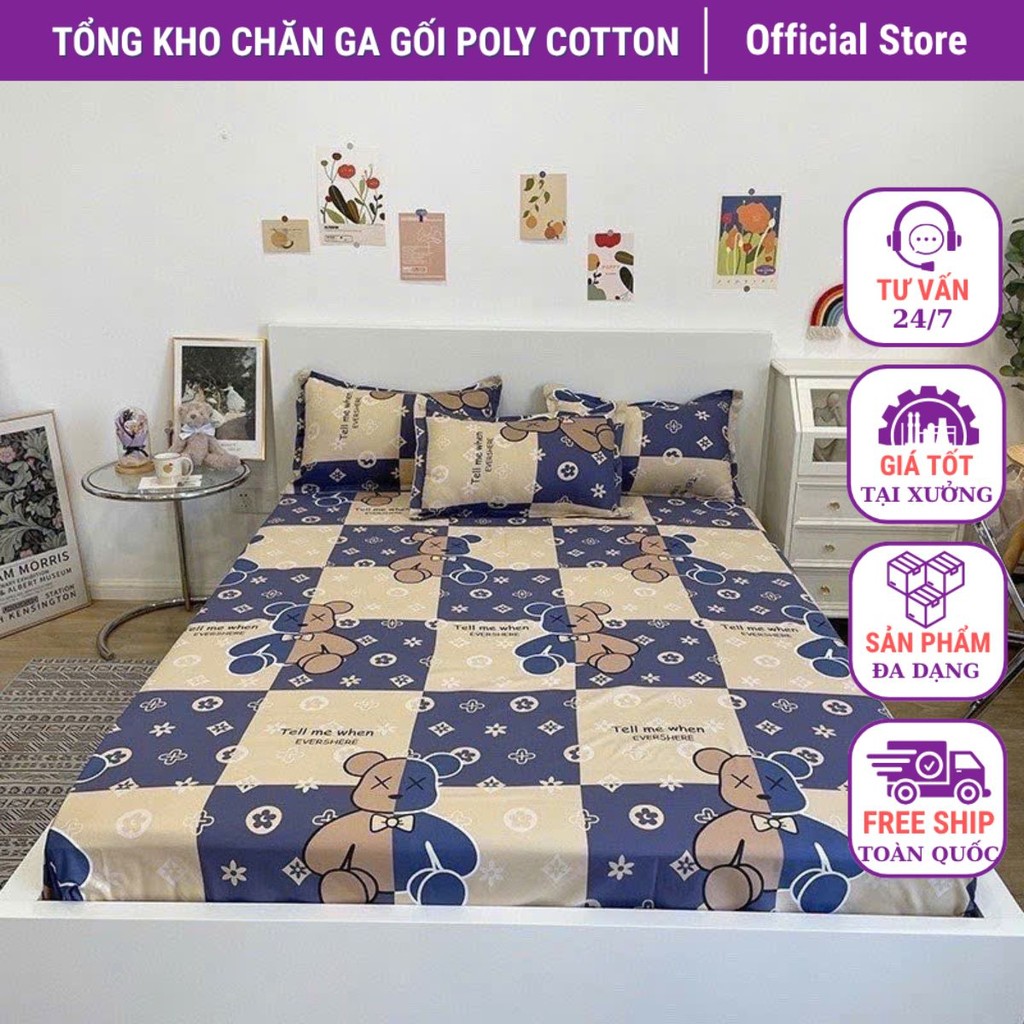 Ga chống thấm cotton cao cấp dùng trực tiếp(không kèm vỏ gối) họa tiết sọc caro