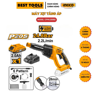  Máy rửa xe dùng pin 20V INGCO CPWLI20082  đã bao gồm 1 Pin và 1 Sạc  