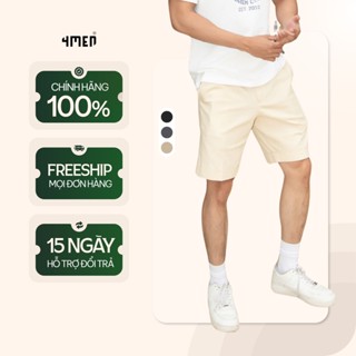 Quần Short Kaki Nam 4MEN QS059 Xếp Ly Form Straight thoải mái, thoáng mát, basic, dễ phối đi chơi