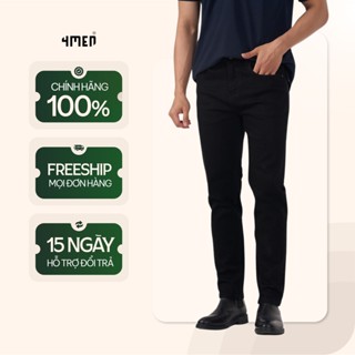 Quần Jean Đen 4MEN QJ098 Form Slimfit, chất vải dày dặn, basic, trơn, trẻ trung, năng động, dễ phối