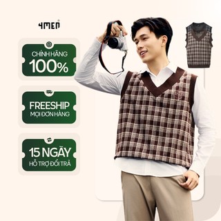 Áo Ghile Thun Nam 4MEN Caro Thêu Logo Form Regular AG001 basic, vintage dễ phối, trẻ trung