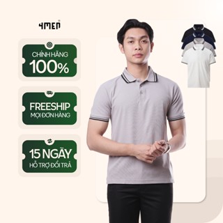 Áo Polo Nam 4MEN Bo Sọc Form Regular PO136 chất thun tổ ong, basic, thanh lịch, thoáng mát