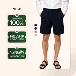 Quần Short Nam Trơn Regular 4MEN QS060 basic, vải kaki mềm mại, chống nhăn, thoáng mát, trẻ trung