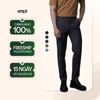 Quần tây nam trơn 4MEN QT031 form slimfit tôn dáng, vải rayon cao cấp hạn chế nhăn, mềm mịn, co giãn