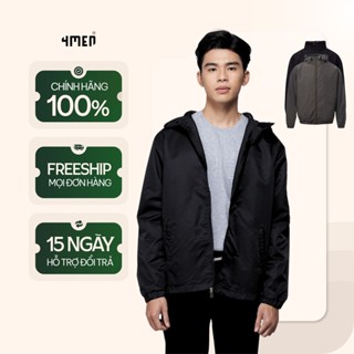 Áo khoác dù (gió) nam có nón 4MEN AK069 vải đẹp cao cấp, may trơn 2 lớp dày vừa phải, chống thấm cản gió thoáng khí
