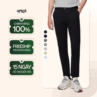 Quần kaki dài nam trơn 4MEN QK018 form slimfit ôm tôn dáng, vải mềm mại, co giãn tốt, trẻ trung